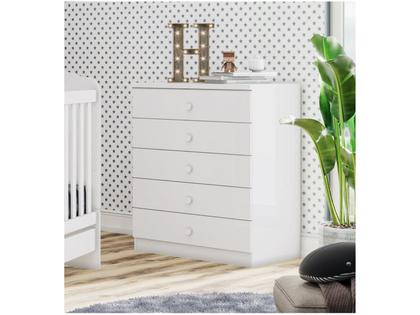 Imagem de Cômoda Infantil Pique-Esconde 5 Gavetas Branco - Henn