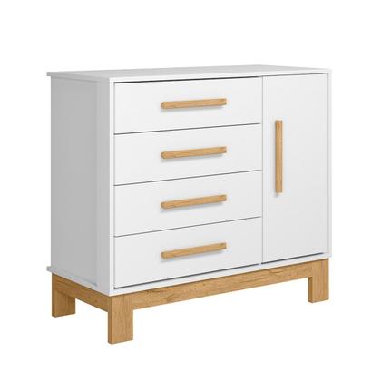 Imagem de Cômoda Infantil Q Encanto 1 Porta 4 Gavetas Branco Acetinado - Qmovi