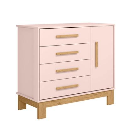 Imagem de Cômoda Infantil Q Encanto 1 Porta 4 Gavetas Rosa - Qmovi