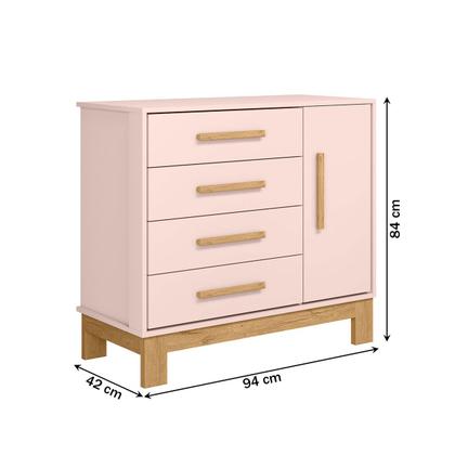 Imagem de Cômoda Infantil Q Encanto 1 Porta 4 Gavetas Rosa - Qmovi