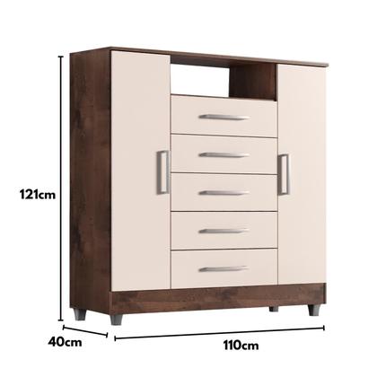 Imagem de Comoda Isabele 5 Gavetas 2 Portas