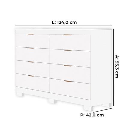 Imagem de Cômoda Isadora com 8 gavetas em MDF premium e Kit de Pés Tuboarte