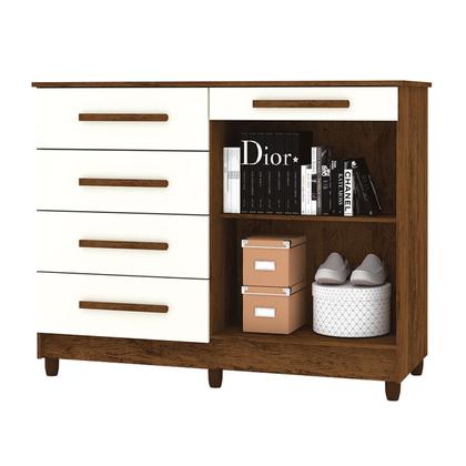 Imagem de Cômoda Jasper 2 Portas 5 Gavetas Imbuia/Champanhe - Panorama Móveis