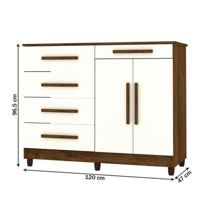 Imagem de Cômoda Jasper 2 Portas 5 Gavetas Imbuia/Champanhe - Panorama Móveis