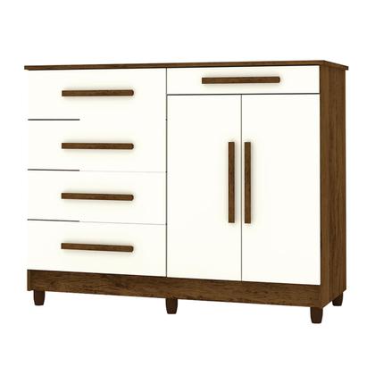 Imagem de Cômoda Jasper 2 Portas 5 Gavetas Imbuia/Champanhe - Panorama Móveis