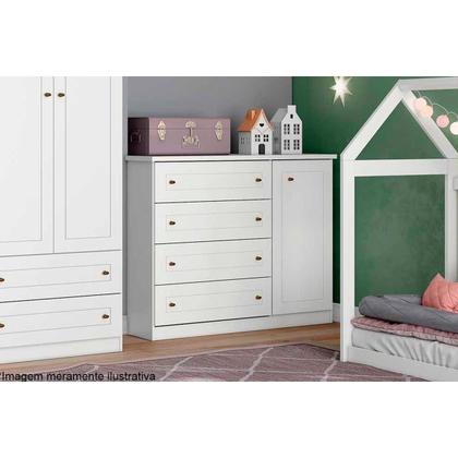 Imagem de Cômoda Juvenil Americana c/ 1 Porta e 4 Gavetas Branco - Henn