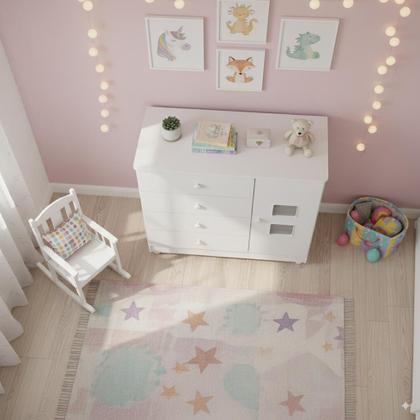 Imagem de Cômoda Life De Bebê Quarto Infantil Com 1 Porta 4 Gavetas 100% MDF