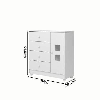 Imagem de Cômoda Life De Bebê Quarto Infantil Com 1 Porta 4 Gavetas 100% MDF