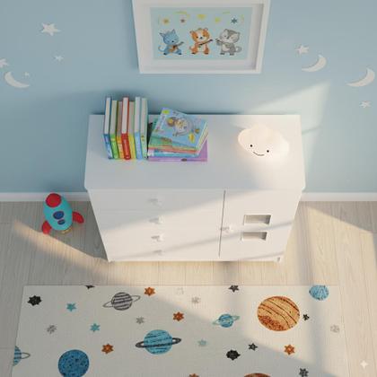 Imagem de Cômoda Life De Bebê Quarto Infantil Com 1 Porta 4 Gavetas 100% MDF