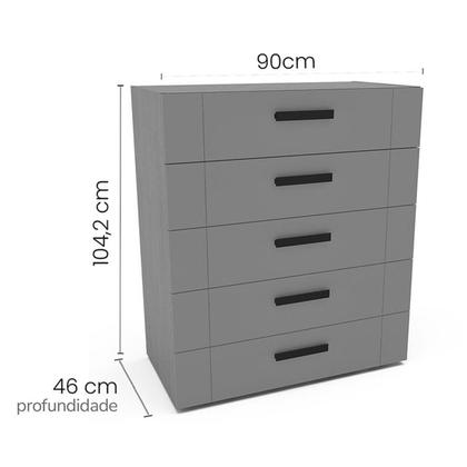 Imagem de Cômoda Lisboa 5 Gavetas Freijó/Creme - Politorno