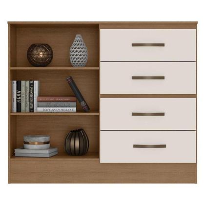 Imagem de Comoda Lite 4 Gavetas 2 Portas Nature Off White - Móveis Leão