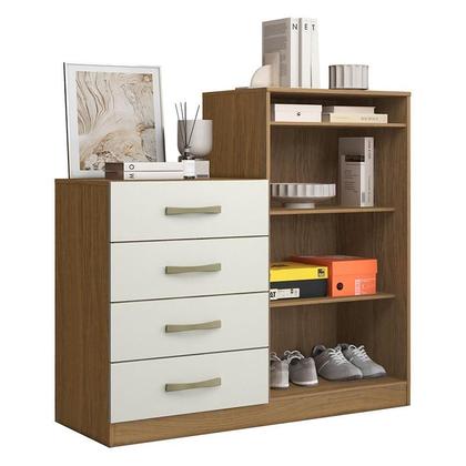 Imagem de Cômoda Londres e Guarda Roupa Casal Coimbra 2005138 Atacama Off White - Aramóveis