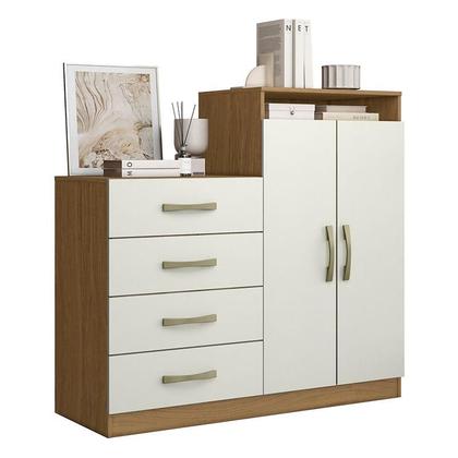 Imagem de Cômoda Londres e Guarda Roupa Casal Coimbra 2005138 Atacama Off White - Aramóveis