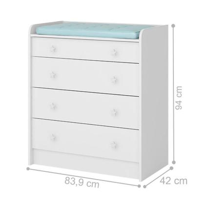 Imagem de Cômoda Luna Com Trocador E 4 Gavetas Branco