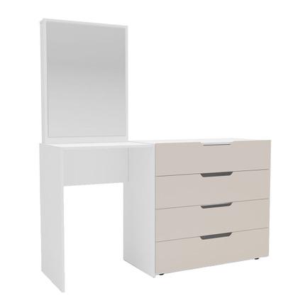 Imagem de Cômoda Madrid 4 Gavetas com Espelho Creme/Branco - Politorno