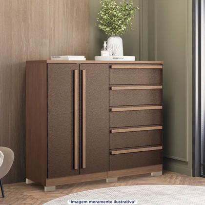Imagem de Cômoda Málaga Gold 2 Portas Bater 5 Gavetas Santos Andirá