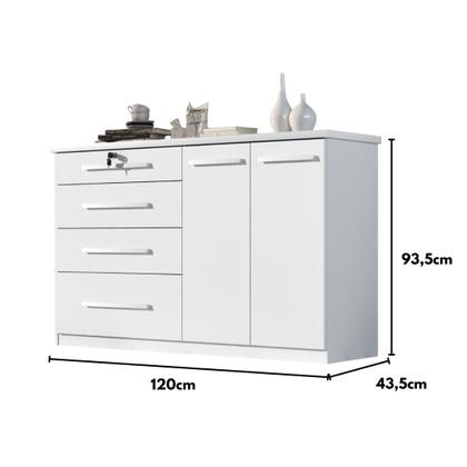 Imagem de Comoda Mariah 4 Gavetas 2 Portas Com Chave