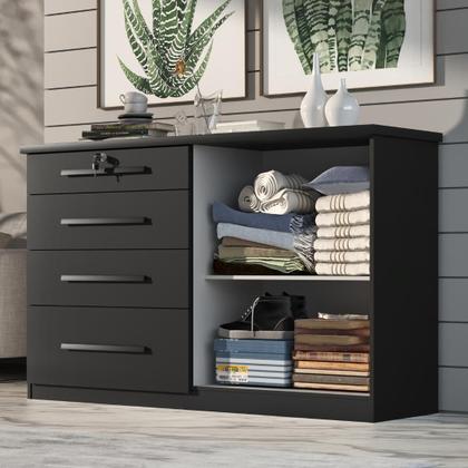 Imagem de Comoda Mariah 4 Gavetas 2 Portas Com Chave