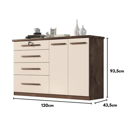 Imagem de Comoda Mariah 4 Gavetas 2 Portas Com Chave