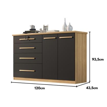 Imagem de Comoda Mariah 4 Gavetas 2 Portas Com Chave