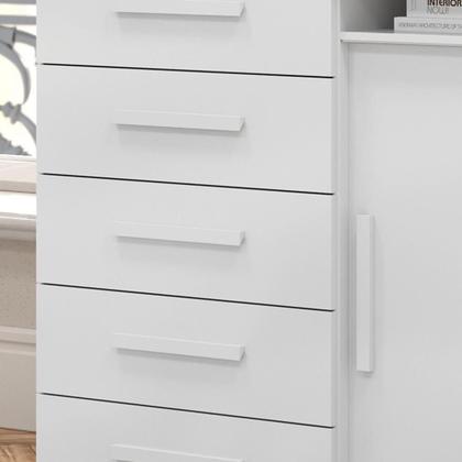 Imagem de Cômoda Master 2020 Lukaliam 6 Gavetas Cabideiro Rodízios Gaveta com Chave Espelho 1,76m