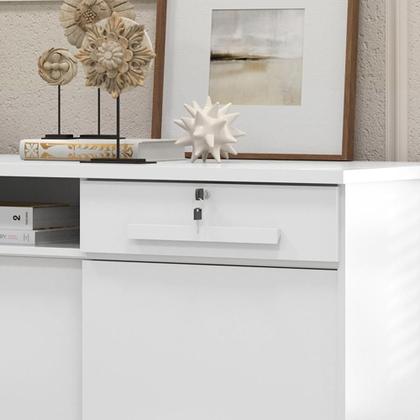 Imagem de Cômoda Master 2020 Lukaliam 6 Gavetas Cabideiro Rodízios Gaveta com Chave Espelho 1,76m