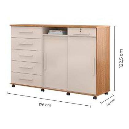 Imagem de Cômoda Max 6 Gavetas 2 Portas de Correr 2 Prateleiras Lukaliam