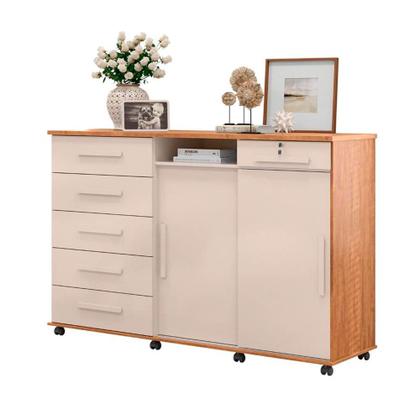 Imagem de Cômoda Max 6 Gavetas 2 Portas de Correr 2 Prateleiras Lukaliam