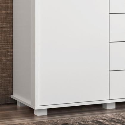 Imagem de Cômoda Mega Grande com Sapateira Espaçosa 5 Gavetas com Chave Segurança para Quarto Casal - Branco