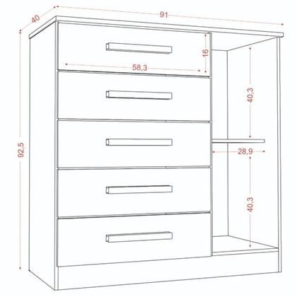 Imagem de Comoda Mila 05 Gavetas 01 Porta 2014145 Atacama Off White ARMoveis
