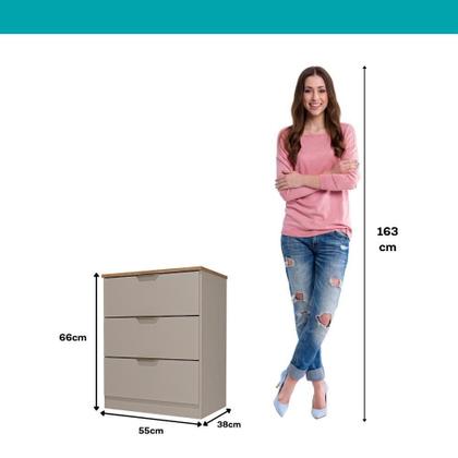 Imagem de Cômoda Milan 3 Gavetas Carraro Avelã
