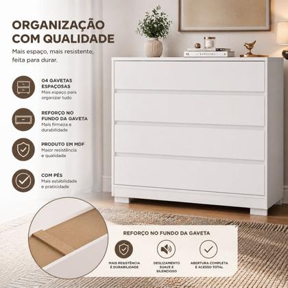 Imagem de Comoda Miray 4 gavetas 100% MDF