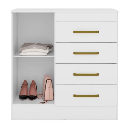 Imagem de Cômoda Montevidéu 1 Porta 4 Gavetas Flex Branco/Rosa - Demóbile