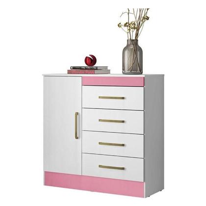 Imagem de Cômoda Montevidéu E Guarda Roupa Casal Verso Branco - Demóbile