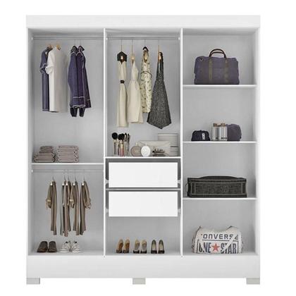 Imagem de Cômoda Montevidéu E Guarda Roupa Casal Verso Branco - Demóbile
