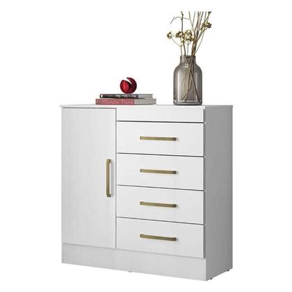 Imagem de Cômoda Montevidéu E Guarda Roupa Casal Verso Branco - Demóbile