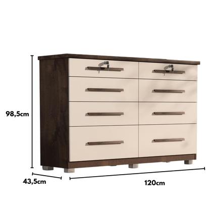 Imagem de Comoda Monza 8 Gavetas Com Pés