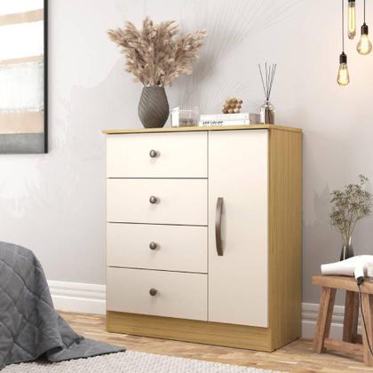 Imagem de Cômoda Móveis Sul 4839 Lisboa 4 Gavetas 1 Porta 91,5x80x39cm