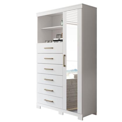 Imagem de Comoda Multiuso 1 porta 6 gavetas com Espelho e Pes Maraba Santos Andira