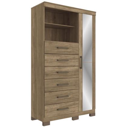 Imagem de Comoda Multiuso 1 porta 6 gavetas com Espelho e Pes Maraba Santos Andira