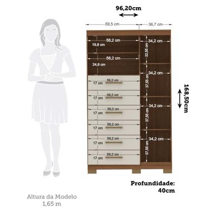 Imagem de Cômoda Multiuso 1 Porta 6 Gavetas com Pés Marabá Santos Andirá