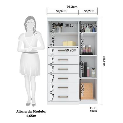 Imagem de Cômoda Multiuso 1 Porta e 6 Gavetas com Espelho Marabá Santos Andirá