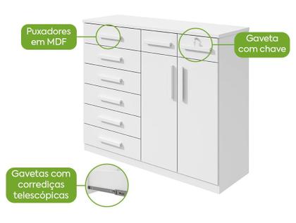 Imagem de Cômoda Multiuso com Sapateira 8 Gavetas 2 Portas Móveis Lopas Toronto