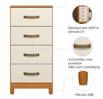 Imagem de Cômoda Multiuso Organizadora Quarto Mobi com 4 Gavetas