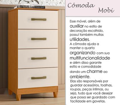 Imagem de Cômoda Multiuso Organizadora Quarto Mobi com 4 Gavetas