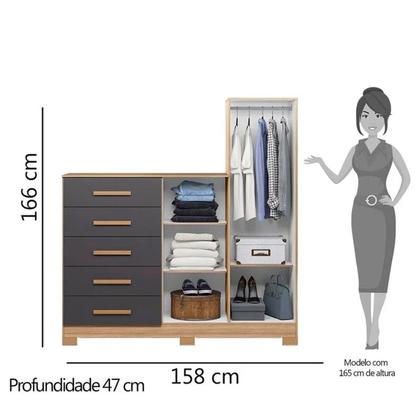 Imagem de Cômoda New Master Com 5 Gavetas 2 Portas E Espelho