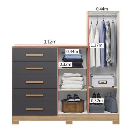 Imagem de Cômoda New Master Com 5 Gavetas 2 Portas E Espelho