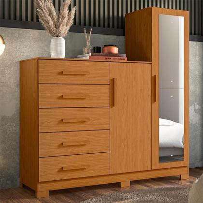 Imagem de Cômoda New Master com Espelho, 2 Portas e 5 Gavetas - Móveis Albatroz