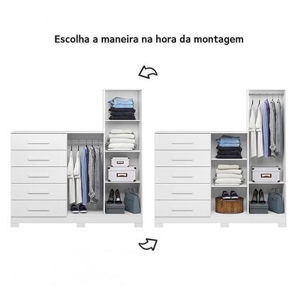 Imagem de Cômoda New Master com Espelho, 2 Portas e 5 Gavetas - Móveis Albatroz