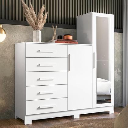 Imagem de Cômoda New Master com Espelho, 2 Portas e 5 Gavetas - Móveis Albatroz
